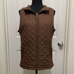 Bienzoe Quilted Casual Vest Sleeveless Jacket Chocolate Brown Women's Medium‎
